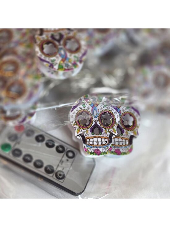 unbranded Other - Sugar Skull Calavera LED Hanging Lights Day of the Dead Halloween Battery Operat